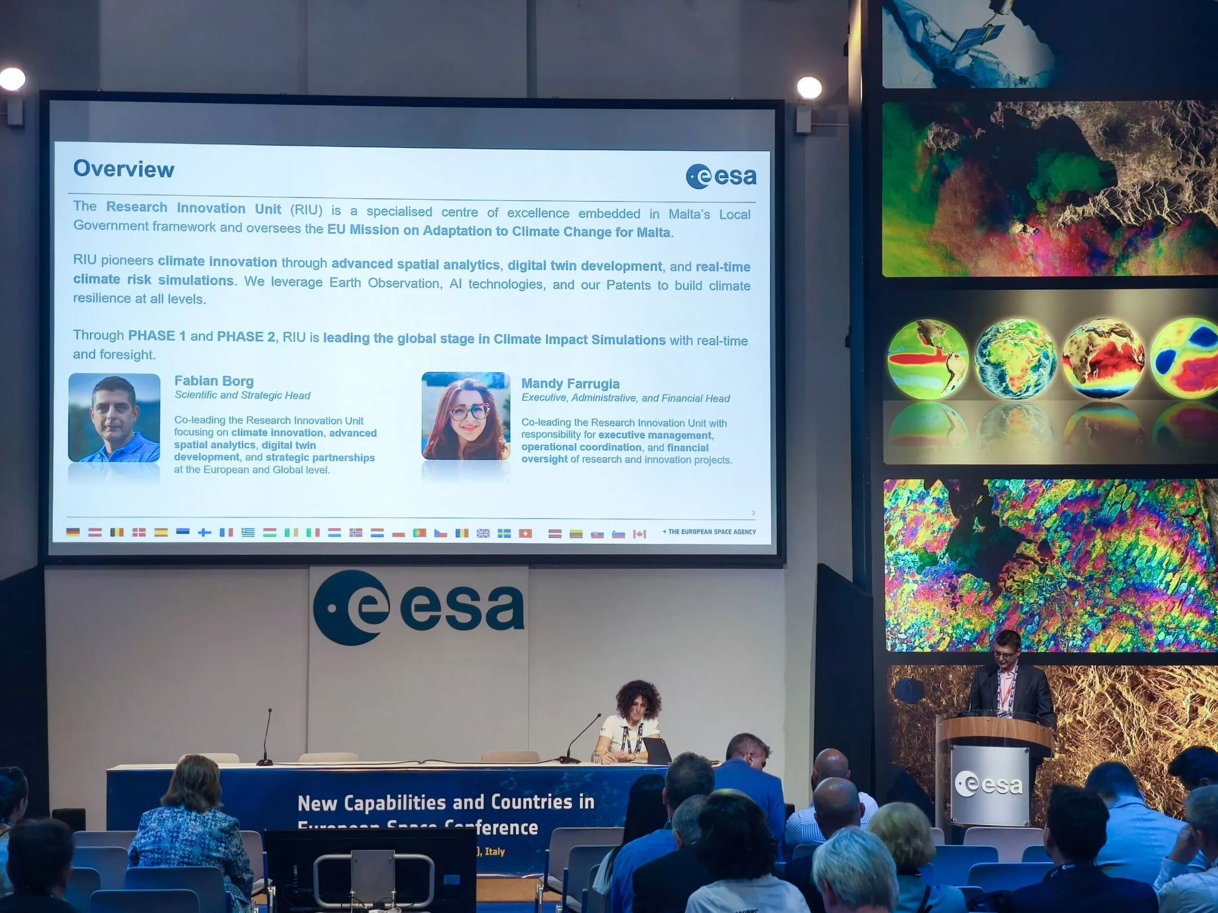 Fabian Borg giving a presentation at the European Space Agency (ESA)
